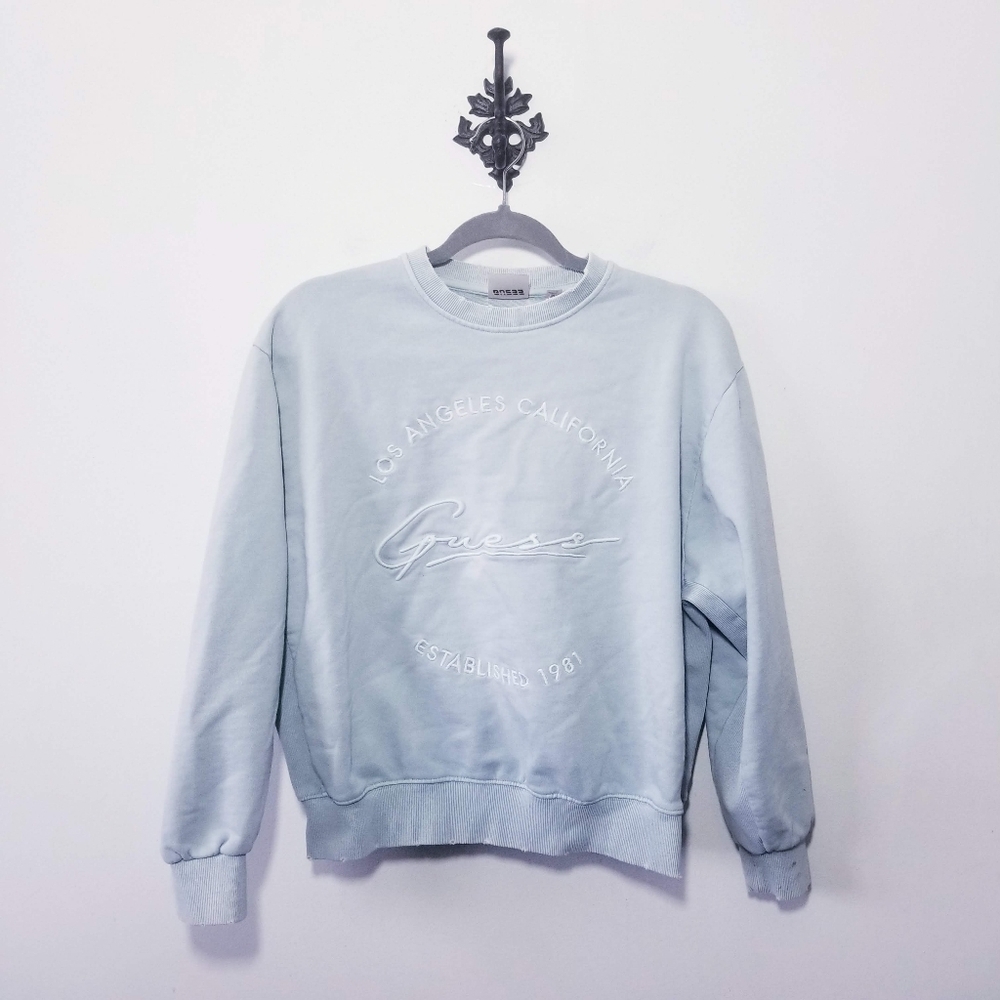 Distressed Guess Sweatshirt Size S Millennium Y2K Vintage Crew Neck
